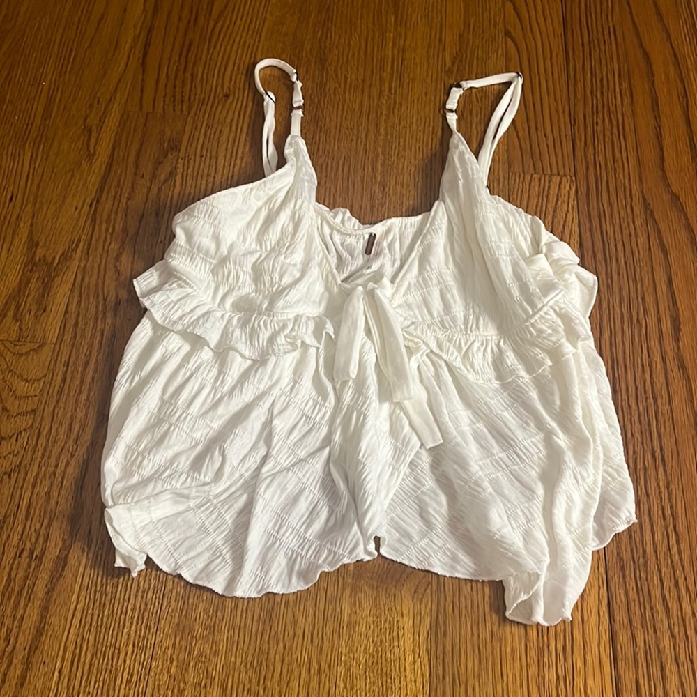 Free People Woman’s White Ruffle Tank Size XS